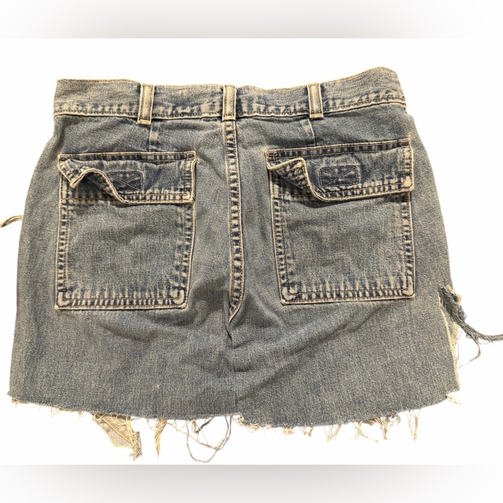 Deconstructed Upcycled Patchwork Denim Mini Skirt… - image 3